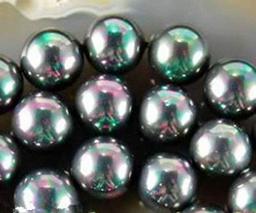 Perles en vrac, 8/10/12/14 mm, perles rondes de coquillage arc-en-ciel de Tahiti, fil de 38,1 cm - (Taille : 14 mm)