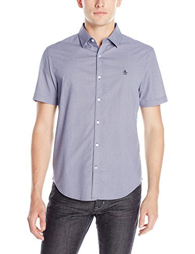 Original Penguin Men's Short Sleeve Micro Print Button Down Shirt
