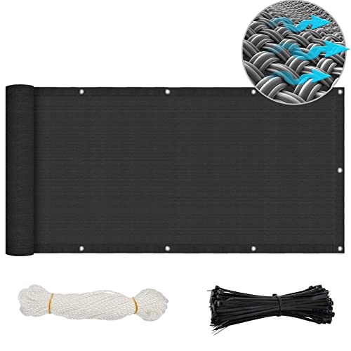 Brise-Vue pour Balcon Noir de 75 cm de Haut avec œillets, Tissu de confidentialité - en polyéthylène Haute densité 220 g/m² - Résistant aux UV, Respirant, résistant aux intempéries Cover