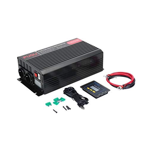 ROXTAK 1500W/3000W 12V auf 230V Reiner Sinus kfz Spannungswandler Wechselrichter Konverter Pure Sine Wave Power Solar Inverter DC AC Umwandler Stromwandler mit 2 Steckdose und USB-Port inkl. LCD