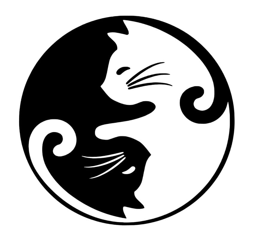 Autocollant Yin Yang Cats LLI en vinyle noir résistant pour voiture et camion