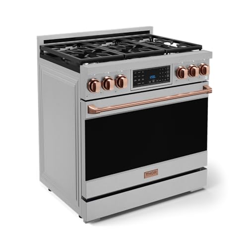 Image of Gordon Ramsay by THOR Kitchen 36 Inch Professional Liquid Propane Range with Tilt Panel Touch Control in Stainless Steel /Rose Gold