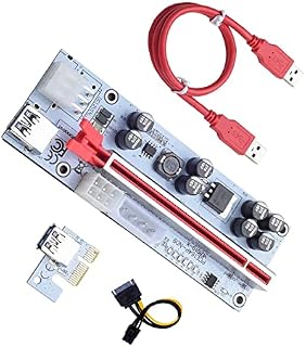 Skink PCIE Riser,VER010X 1X to 16X Riser Card Extender Mining Miner,GPU Riser Express Kits 60cm USB 3.0 Extension,PCI-E Riser Adapter Port Card Extender Wire,6Pin SATA and Molex 4Pin Power PCIE Cable