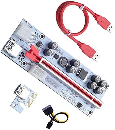 Skink PCIE Riser,VER010X 1X to 16X Riser Card Extender Mining Miner,GPU Riser Express Kits 60cm USB 3.0 Extension,PCI-E Riser Adapter Port Card Extender Wire,6Pin SATA and Molex 4Pin Power PCIE Cable