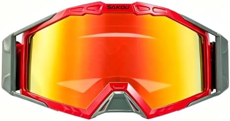 SAKOU Beschlagfrei Motocross Brille,Motorradbrille für Damen Herren | Antibeschlagene und blendfreie PC‑Linse mit UV400‑Schutz