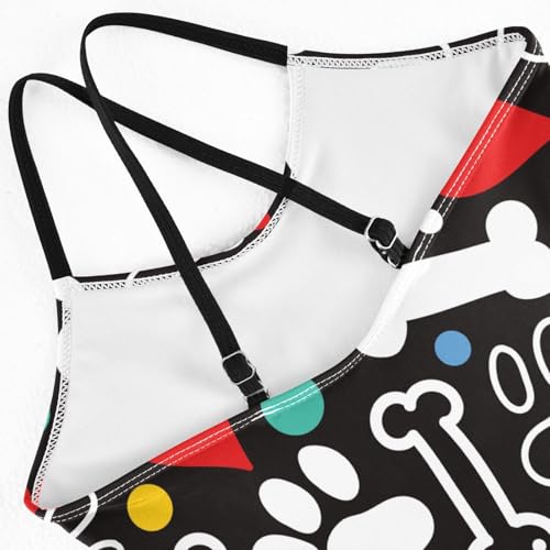 Paw Bones Hearts Girls Swimsuit One Piece Bathing Suit for Baby Girls' Swimwear 3-10T4