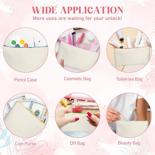 image for Legigo 50 Pack Blank DIY Craft Bag Canvas Pen Case Blank Makeup Bags -