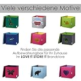 LOVE IT STORE IT Aufbewahrungsbox mit Deckel - Kallax Einsatz aus Stoff - Verstärkt mit Karton - Quadratisch - Hellblau mit Elefant - 30x30x30 cm