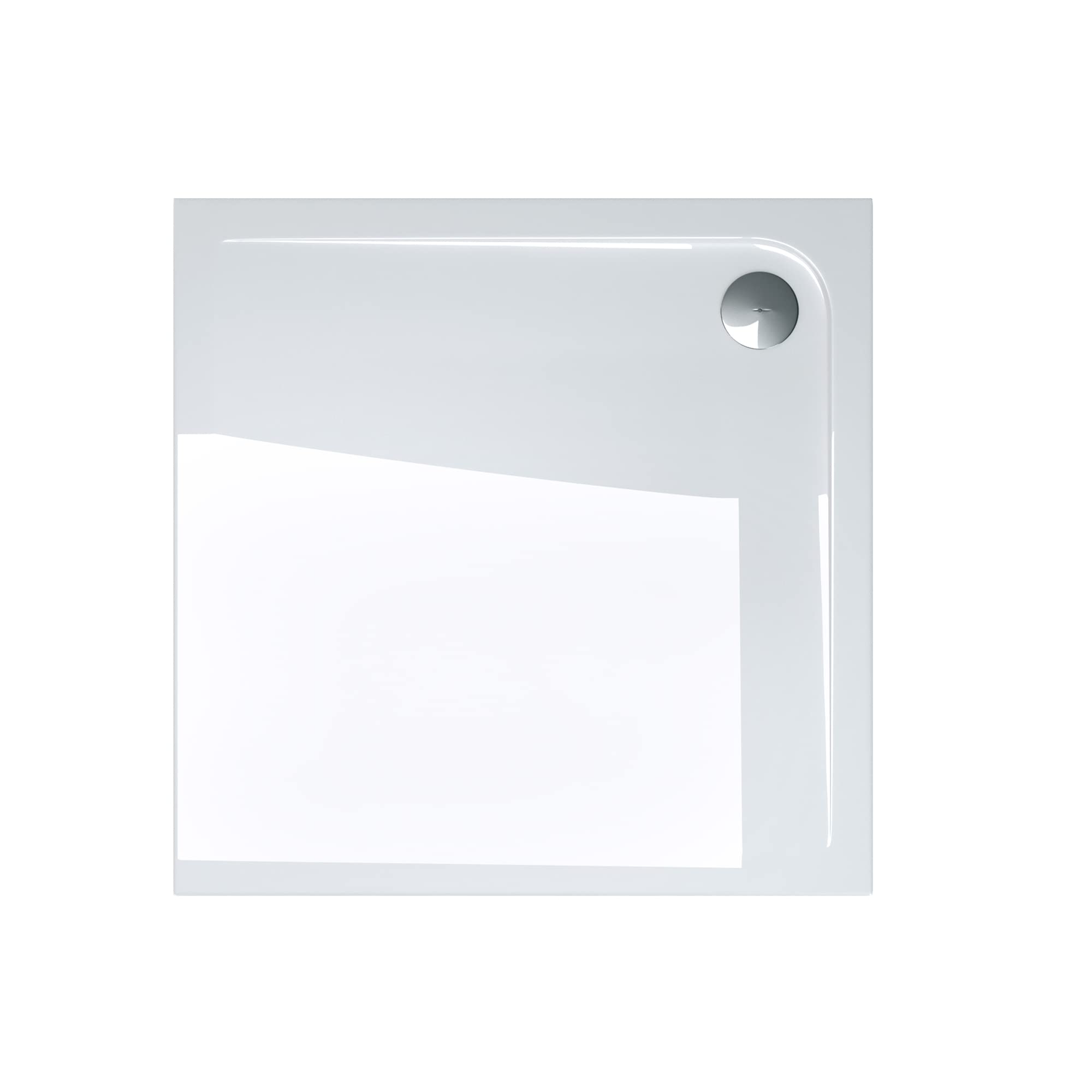 doporro Plato de Ducha Plano 80x80x4 cm Acrílico Blanco, Rectangular, Instalación a Nivel del Suelo, Compatible con Conexiones DIN Novas