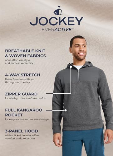 Jockey Men's Activewear EVERACTIVE Mixed Media 1/2 Zip Hoodie3