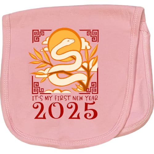 inktastic My First New Year 2025 Snake Baby Burp Cloth Pink 44afb
