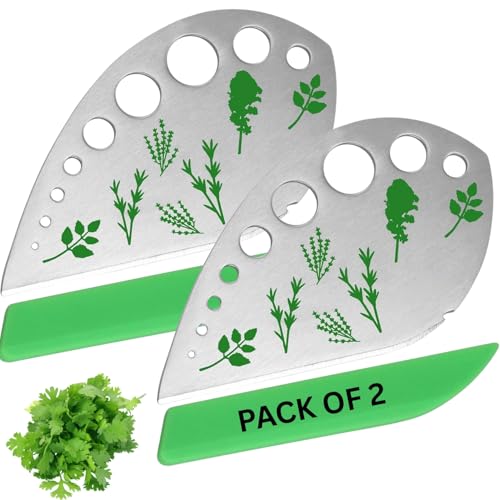 Herb Stripper 9-Hole Stainless Steel Herb Peeler for Quick Leaf Stripping Multi-Purpose Kale Rosemary and Basil Stripper with Cutting Edge Durable & Easy to Clean Kitchen Gadget (2)