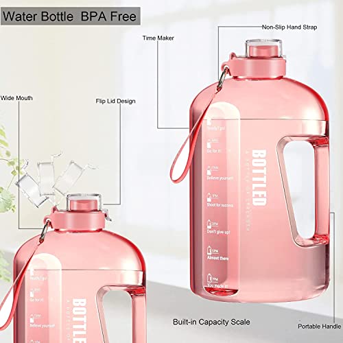 Image of 2.5 Liter Motivational Sports Gym Bottle Daily water intake with Time Markings BPA-Free. Leak proof For adults For Gym, Travel And office (Pink)| Plastic