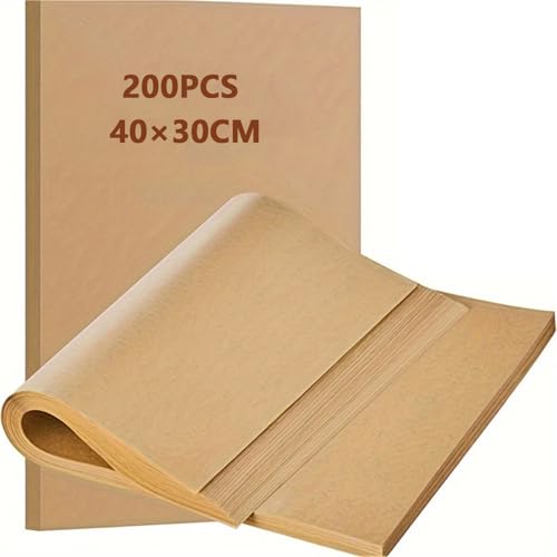 Opiniones de Papel de horno - los preferidos. 41 200PCS Papel de Pergamino para Hornear, 40x30cm Papel para Hornear Precortado,Antiadherente, Grado Alimenticio, Sin Blanquear,para Freidora de Aire, Horno,Asar(200PCS)