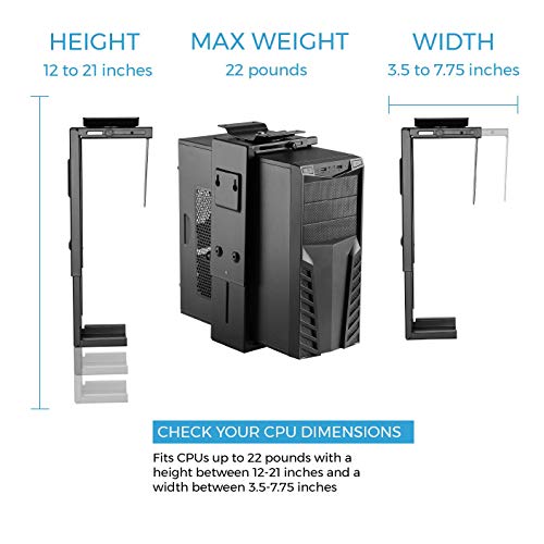 HumanCentric Adjustable Under Desk Computer Mount and Wall Mount, CPU Holder Fits Most PC or Computer Cases, Adjustable Height and Width, Full 360 Swivel, Up to 22 lb, Hardware Included by HumanCentric - Image 2