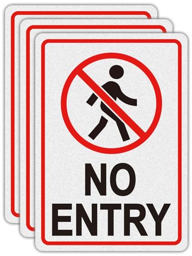 No Entry Sign, 3 Pack 7×10 Inch Do Not Enter Signs Reflective Waterproof Adhesive Sticker, Premium Self Adhesive Night Visible Durable Vinyl, Scratch & Fade Resistant Indoor & Outdoor