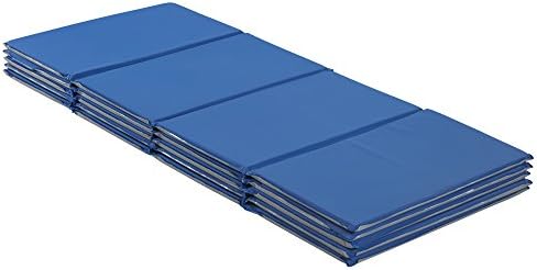 ECR4Kids Everyday Folding Rest Mat, 4-Section, 5/8in, Sleeping Pad, Blue/Grey, 5-Pack