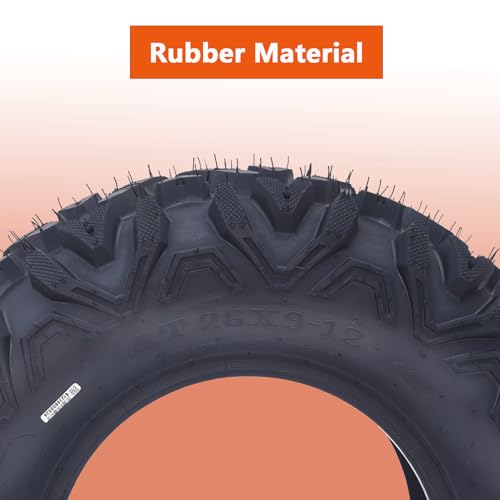 26x9-12 ATV Tires ATV/UTV Trail Sand Off-Road Tires 26x9-12, All Terrain 20mm Tread Depth 26x9x12, 6 PR, Tubeless 2PCS