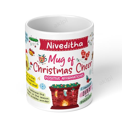 Image of Mug of Christmas Cheer - Festive Personalized Name Mug Design with Positive Affirmations, Spread Holiday Joy & Cheer ARM729 11oz Ceramic Coffee /Tea Cup