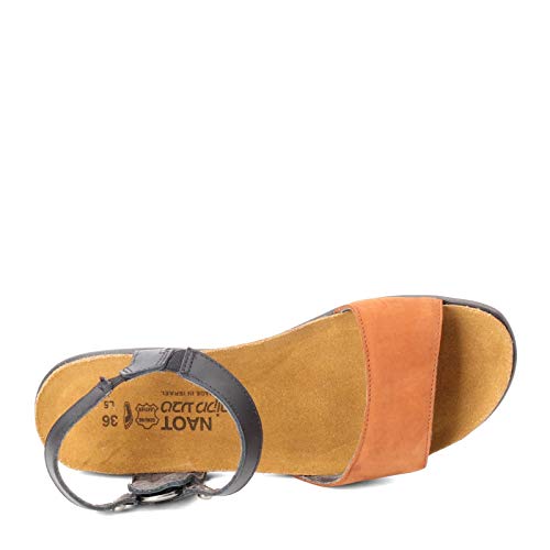 Image of NAOT Women's Sabrina Sandal Jet Black Lthr /Hawaiian Brown Nubuck 11-11.5 M US