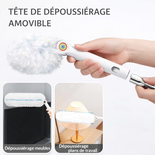 Tête de loup rotative 180 et balai poussière microfibre lavable