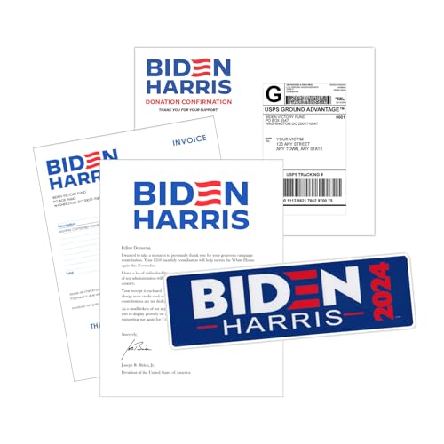 Funny Prank - Joe Biden 2024 Campaign Donation Confirmation, Letter Invoice Bumper Sticker, We Send Directly to Your Victim, 100% Anonymous