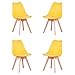 GrandCA HOME Set di 4 Sedie Imbottite per Sala da Pranzo Con Gambe in Legno Massello di Faggio, Adatte per Sala da Pranzo, Soggiorno, Cucina, Camera da Letto, Giallo