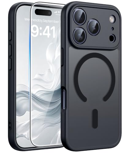 Image of FNTCASE for iPhone 17 Pro-Max Case: Translucent Black Slim Cases Compatible with MagSafe, Full Camera Protection & Tempered Glass Protector, 14FT Military Grade Drop Tested, Matte Skin-Friendly Cover