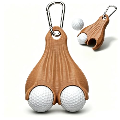 3D Printed Golf Ball Holder Pack Golf Ball Sack Holder Portable Clip-On Pouch for 2 Balls Funny Ball Storage for Men