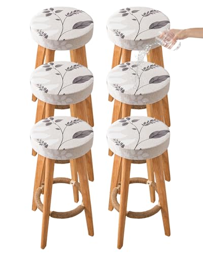 Image of CRFATOP 6 Pack Waterproof Bar Stool Covers Round Seat Slipcover,M,01