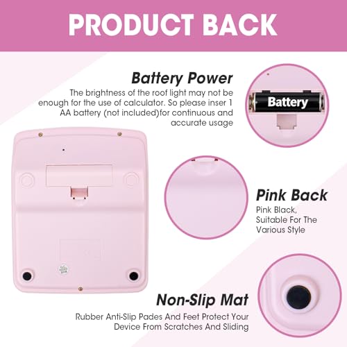 Image of 2 Pack Calculator, Pink Calculators Desktop 12 Digits with Large LCD Display and Sensitive Butto, Solar and Battery Dual Power, Desk Calculator