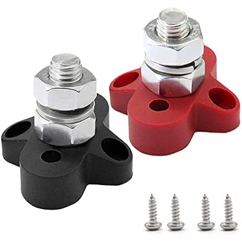 Heart Horse Battery Jumper Terminals Bus Bar Power Distribution Block Junction Block Positive Single Power Junction Post Insulated Terminal Stud Heavy Duty 48V for Auto Cover