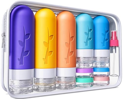 Aeomni 19pack Travel Bottles for Toiletries, TSA Approved Silicone Size Containers for toiletries...