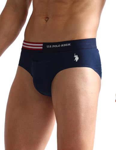Image of U.S. Polo ASSN. Mens OEB06 Flag Waist Single Jersey Underwear Briefs - Pack of 2
