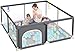 Dripex Laufstall Baby 124x124cm, Laufgitter Baby, Laufstall mit atmungsaktivem Netz, Laufgitter 210D Oxford Gewebe, Playpen, kinderlaufstall, Dunkelgrau