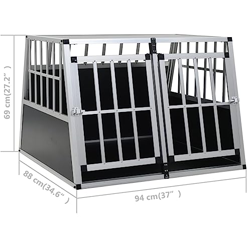vidaXL Hundetransportbox Doppeltür 94x88x69 cm Hundebox Reisebox Transportbox