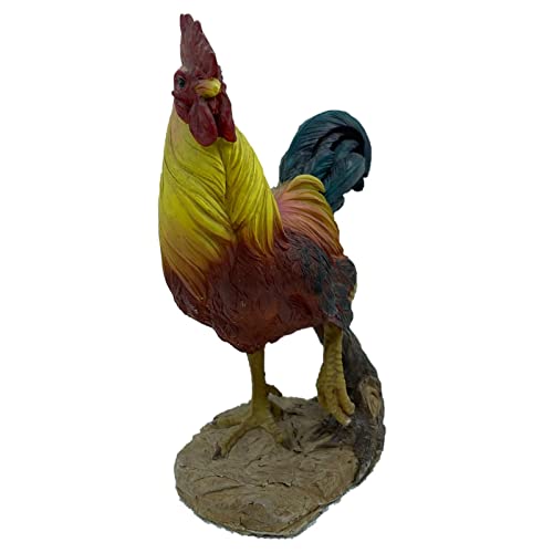 Ornements d'animaux de coq - Figurine de coq d'art en résine faite à la main | Figurines de coq de poulet debout de campagne de ferme faites à la main pour la bibliothèque de table à la maison Yusheng