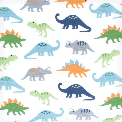 Image of Hudson Baby Unisex Baby Cotton Fitted Crib Sheet, Dinosaurs, One Size