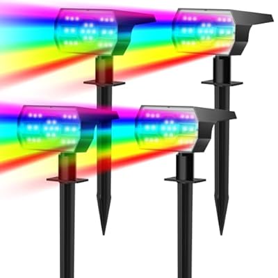 NYMPHY Solar Color Changing Lights, 7 Lighting Modes Solar Lights Outdoor Waterproof IP68, Multicolor RGB Outdoor Lights for Garden Yard Landscape Decorations- 4 Pack