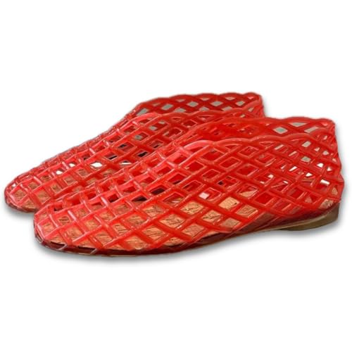 Image of Jelly Mesh Ballet Flats for Women Clear Hollow Jelly Shoes Sandals Round Toe Non-Slip Beach Ballerina Jellies Flats Shoes