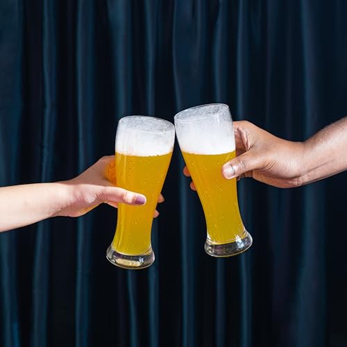 Image of Sipologie Hefeweizen Beer Glass 350Ml, Set of 4- Authentic German Wheat Beer Experience, Great for Gifting Beer Mug Or Glass, Transparent