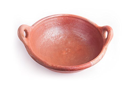 Image of Zishta Traditional Handcrafted Clay Kadai | Handmade Pot | Kadai Pot For Cooking & Serving | Deep Frying For Curries, Gravies | Red | Natural And Traditional (Dia: 26.7cm, H: 10.2cm, Cap: 1.7L, 1.4 Kg)