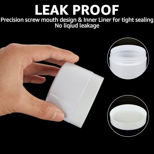 Acrux7 40 Pack 4 oz White Plastic Jars, Small Round Cosmetic Cream Jars with Lids & Labels, Refillable Plastic Cream Container 120 ml Leak Proof Travel Jars for Creams, Lotion, Body Butter, Body Scrub4