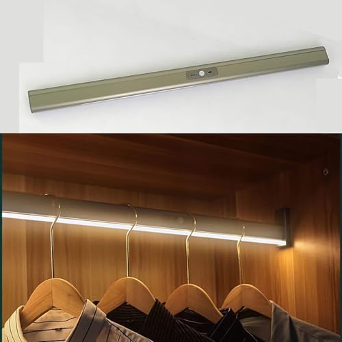 Heavy Du Adjustable Closet Rod with LED Lighting, 50-130cm, Metal Wardrobe Rail, 75kg Capaci, Recharable Lithium Battery, Ideal for Coats, Garments & nized STO