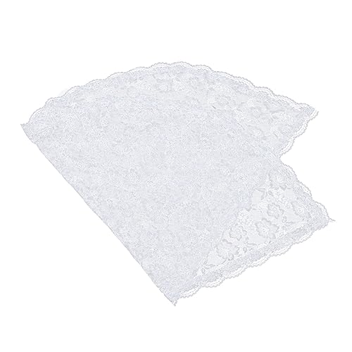Hemobllo Corto de Encaje Floral Bordado Mantilla Tradicional para Iglesia Bufanda Blanca para Boda y Cubierta de Cabeza Femenina