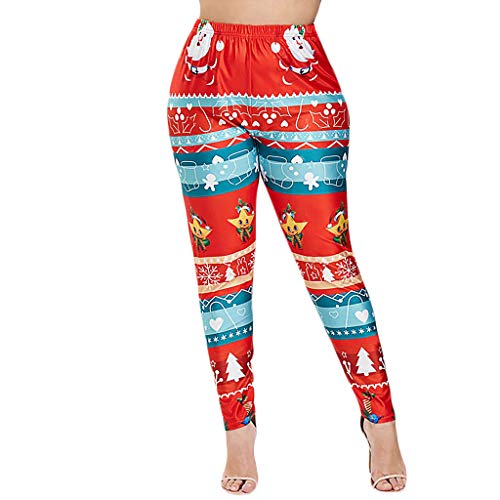KUKICAT Women Printing Exercise to Lift Buttocks High Waist Tight Yoga Pants Trousers Red