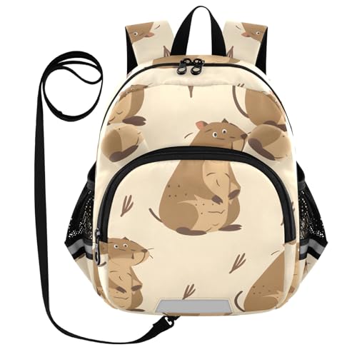 Kid's Backpack for Boys & Girls Toddler Bag Cute Capybaras Doodle Backpack with Safety Leash