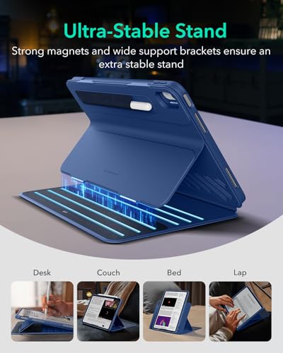 Image of ESR for iPad Air 13 Inch Case M4 /M3 /M2 (2026 /2025 /2024), Removable Magnetic Cover with Pencil Charging & Storage, Adjustable Portrait /Landscape Stand, 9 Standing Angles, Shift Series, Blue