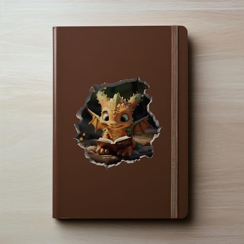 Vinilo Decorativo Dragón Lectura con Efecto 3D miniatura 3
