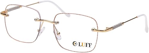 LUFF Gafas de lectura sin montura para mujer, bloqueo de luz azul, lectores de computadora de metal de moda, sin marco, antifatiga ocular